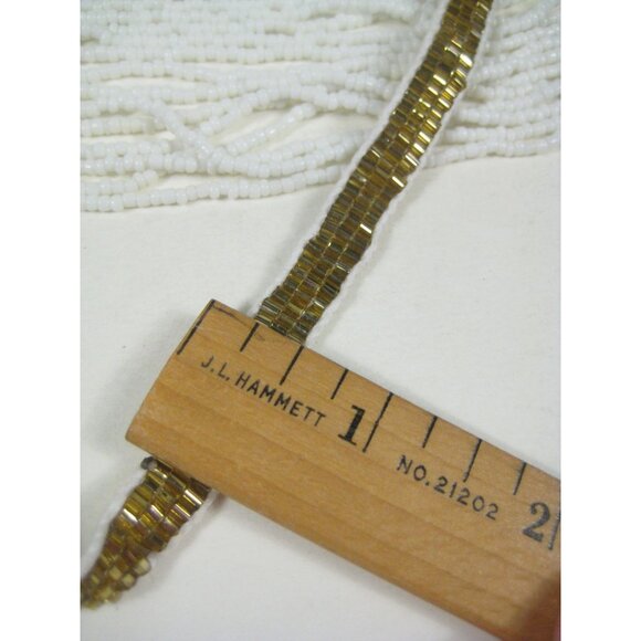 Vintage Multi Strand Goldtone Glass Seed Bead Necklace 35in Festival Party - Picture 3 of 9